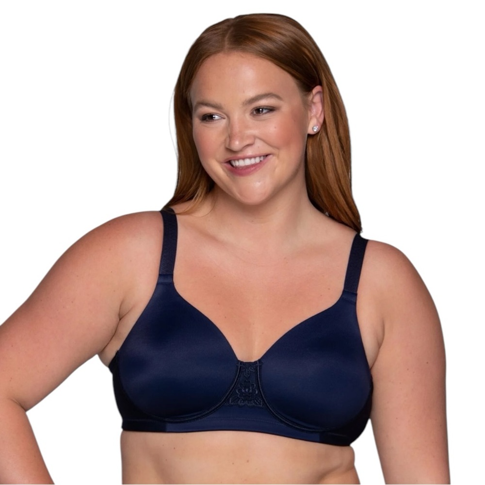 NEW Vanity Fair Navy Blue Full Figure Wireless Bea size 44D Style 71380